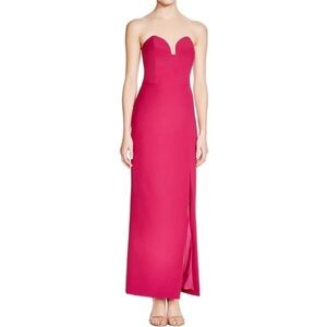 Nicole Miller Hot Pink Crepe Strapless Sweetheart Formal Gown Dress Sz 2